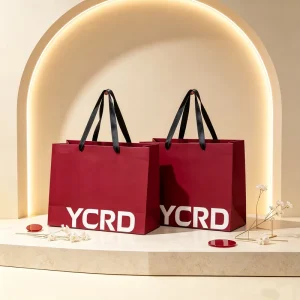 Yuanchuang Luxury Red Gift Paper Bag Custom Printing Logo Various Color Paper Shopping Bags With Handle for Business
