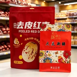 Zipper Heat Sealable Paper Stand up Pouches Gusset Window Custom Printed Food Grade Dry Snack Food Storage Bags