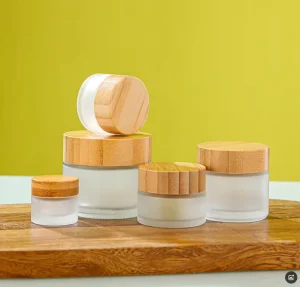 clear Round Glass Jars with Bamboo Lids Empty for Candle or Spice Powder Storage Industrial Use Cosmetic