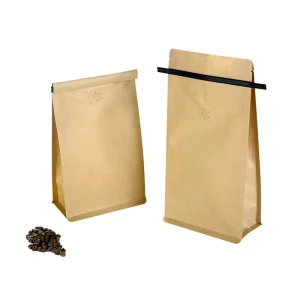 custom design high quality biodegradable compostable flat bottomed zipper kraft paper food packaging bags