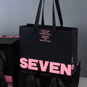 large shopping bag custom paper bag with logo christmas black shopping bag with handle