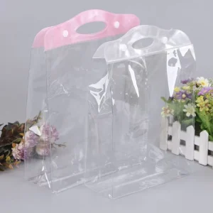 pvc plastic bikini packaging bag cosmetic bag with alignment button